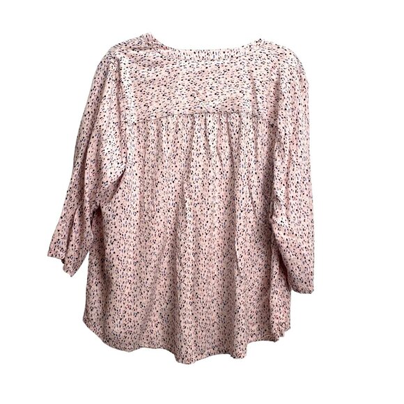 Liz Claiborne Womens Pink Multicolor Print speckled Blouse 1X 3/4 Sleeve Top - Picture 4 of 8
